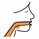 Illustration of a person's profile with airway highlighted, showing airway obstruction risk