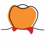 Illustration of a tooth with red areas at the gumline, representing bleeding gums