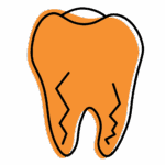 Illustration of tooth with crack lines, symbolizing persistent toothache pain