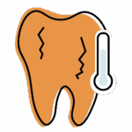 Illustration of a cracked tooth with thermometer, representing sensitivity