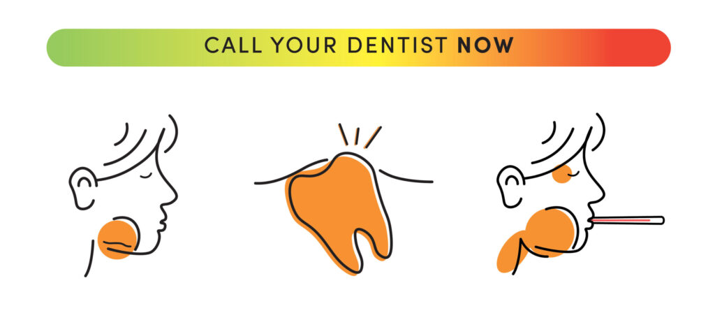 Illustration showing warning signs of wisdom tooth pain that mean you should call your dentist right away