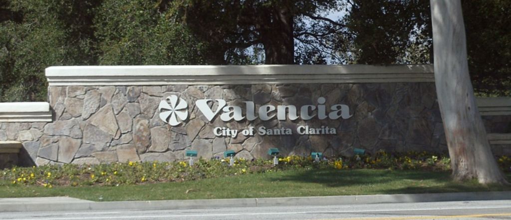 Valencia sign marking the Valencia community in Santa Clarita, CA
