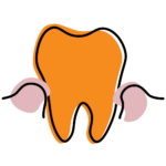 Illustration of a tooth with swollen, inflamed gums indicating gum tenderness or irritation