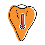 Tooth sensitivity to hot temperatures with thermometer icon indicating heat-related dental pain