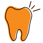 Stylized orange tooth icon representing dental health and care guidance