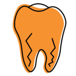 Severe toothache icon showing cracked tooth with ongoing pain and possible root canal symptoms