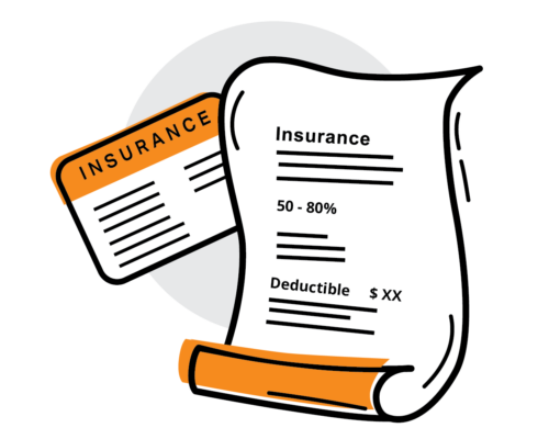 Dental insurance and financing illustration showing treatment coverage, deductibles, and payment options